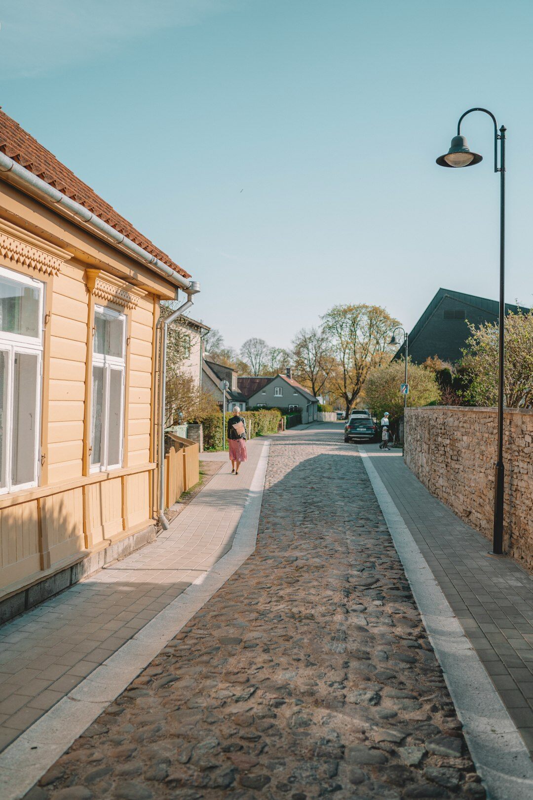 Everyday life scene in a small Danish town street