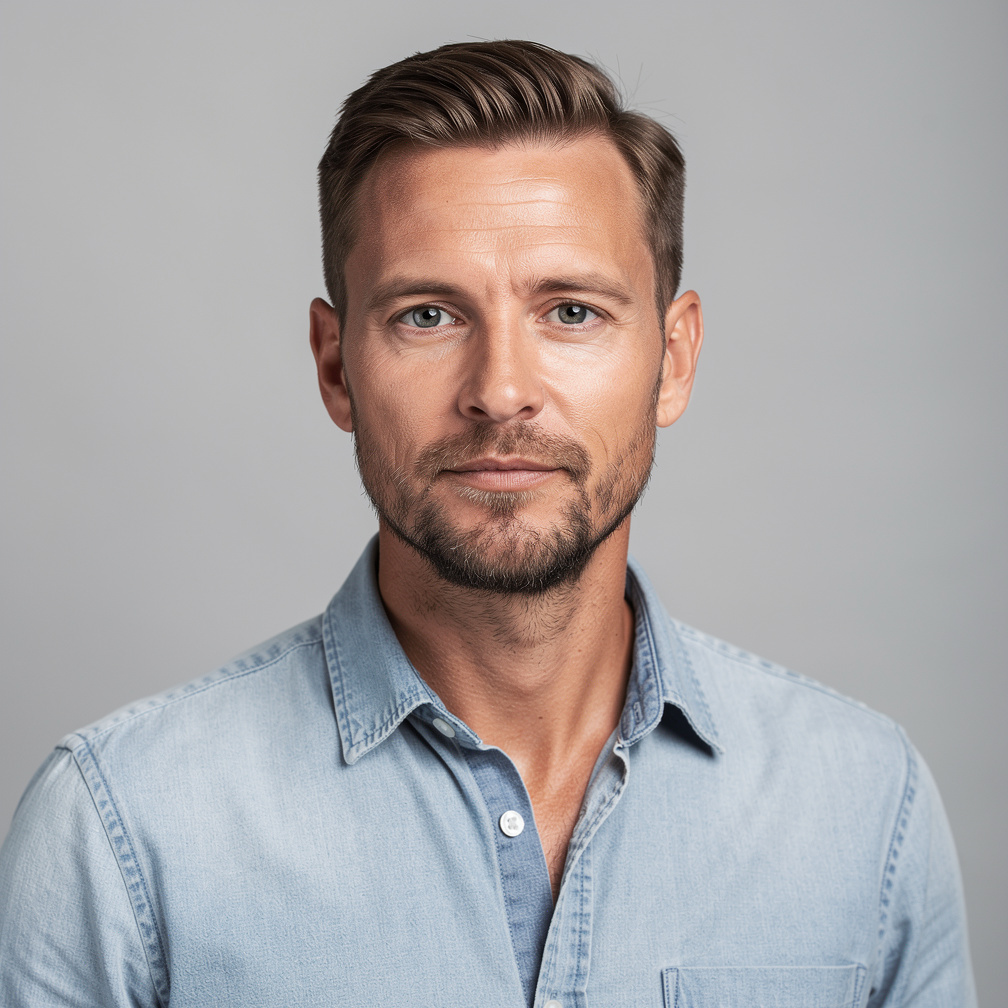 Studio portrait of a Scandinavian man photographer